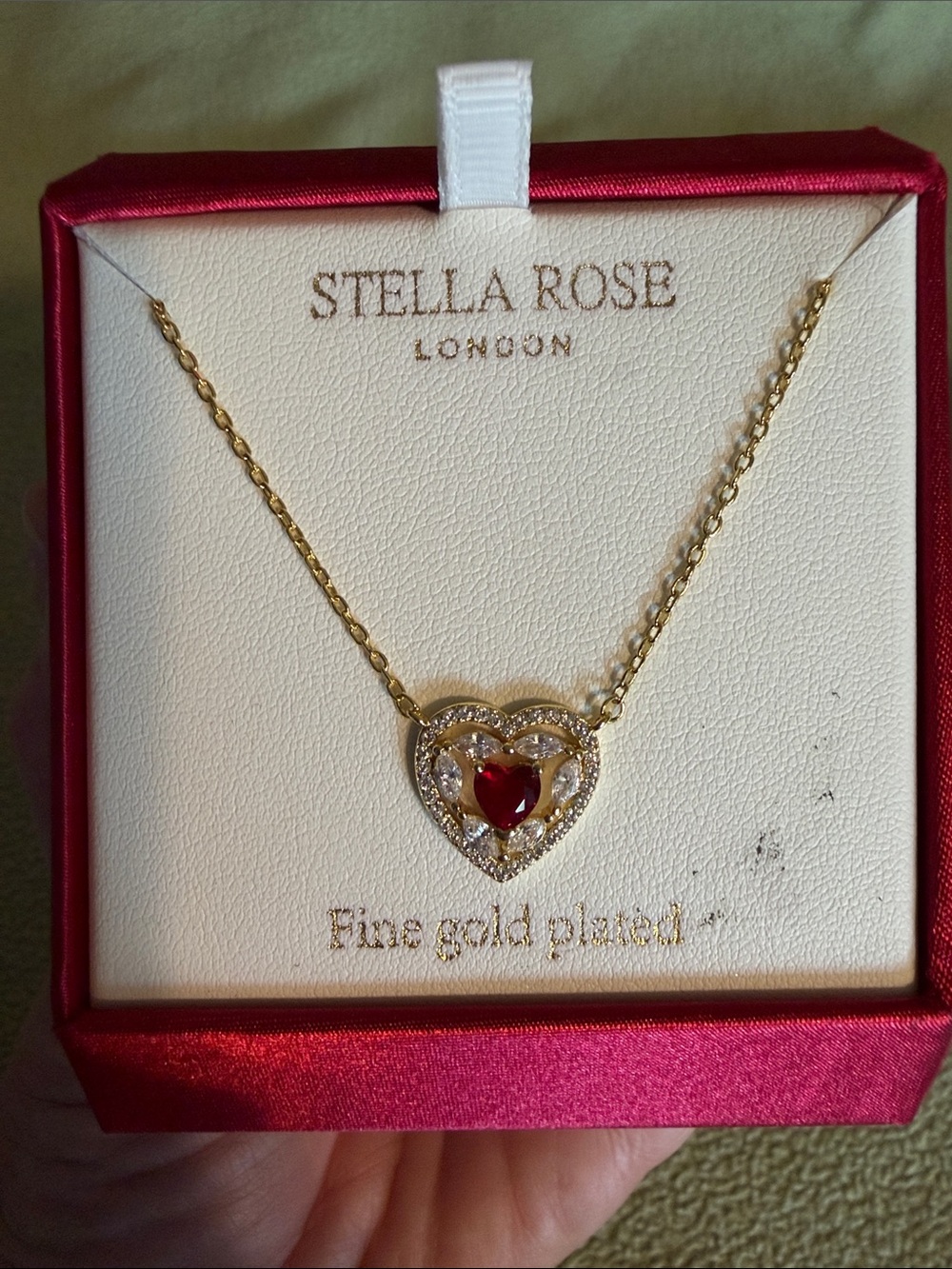 Stella Rose Gold-Plated Heart Necklace with Red Crystal - Picture 2 of 4